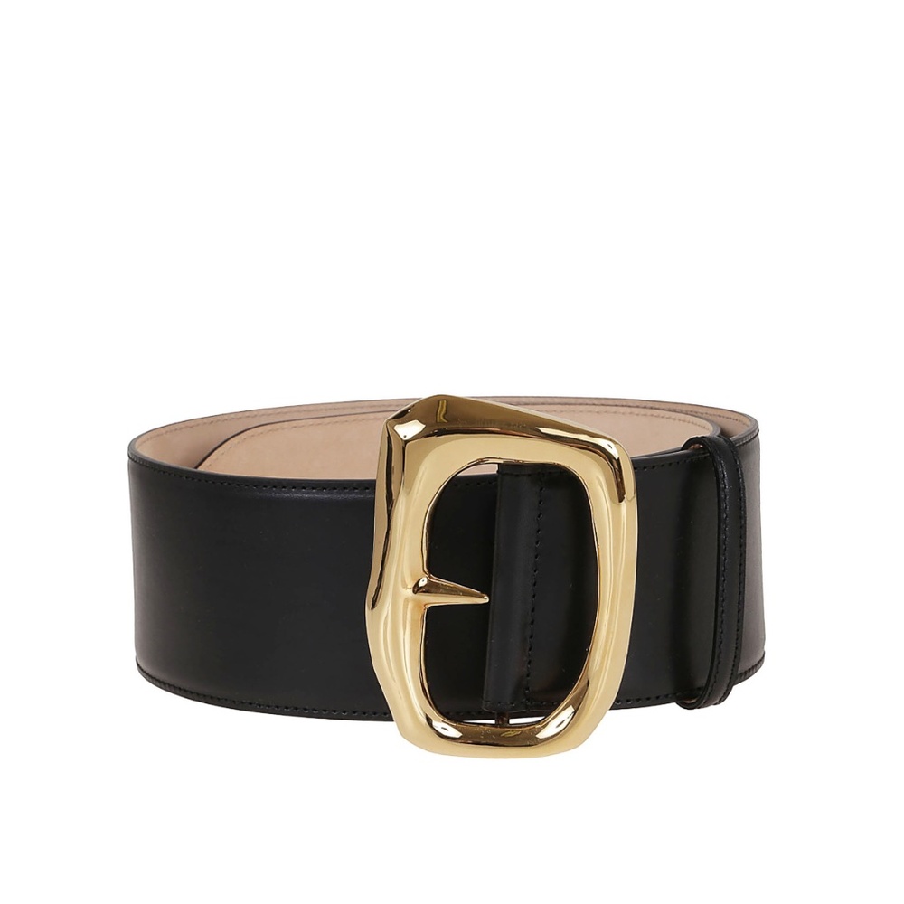 Alexander McQueen Molten-Effect High Waist Leather Belt in Black (EU 80)